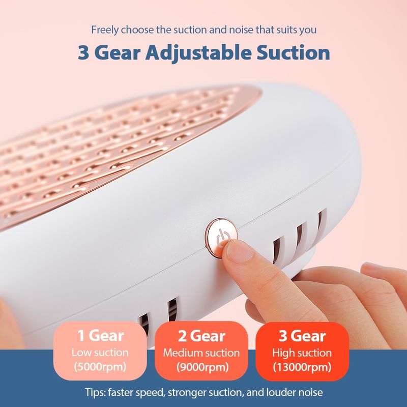 130W Brushless Nail Dust Collector Super Suction Powder Dust Extractor For Nails Art Manicure Fan Vacuum Cleaner With 2 Filter_voghion.com