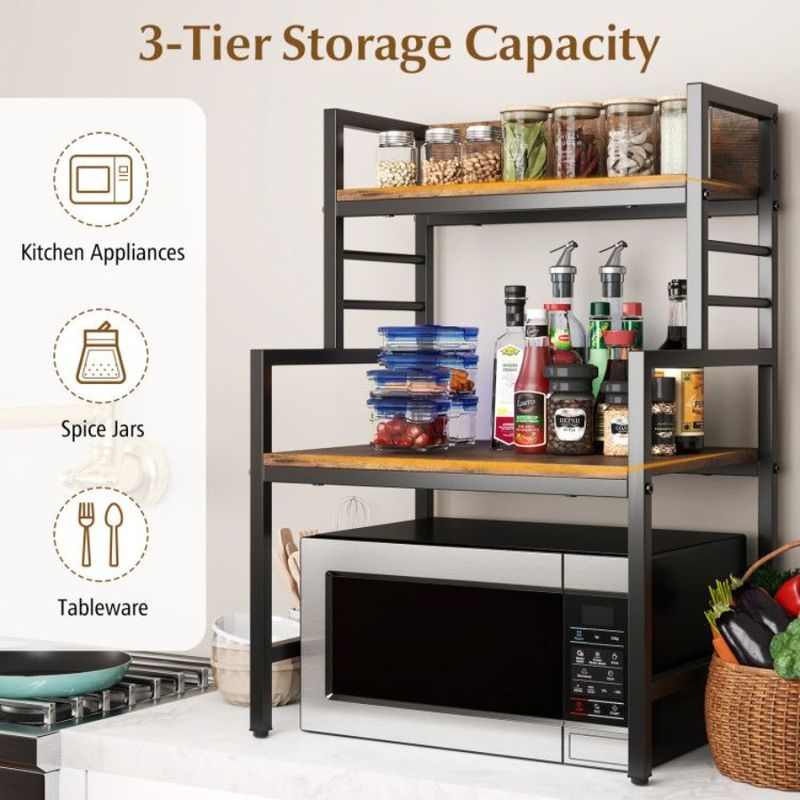 With Stand And Heavyduty Frame Microwave Open Shelves Metal 2 3Tier_voghion.com