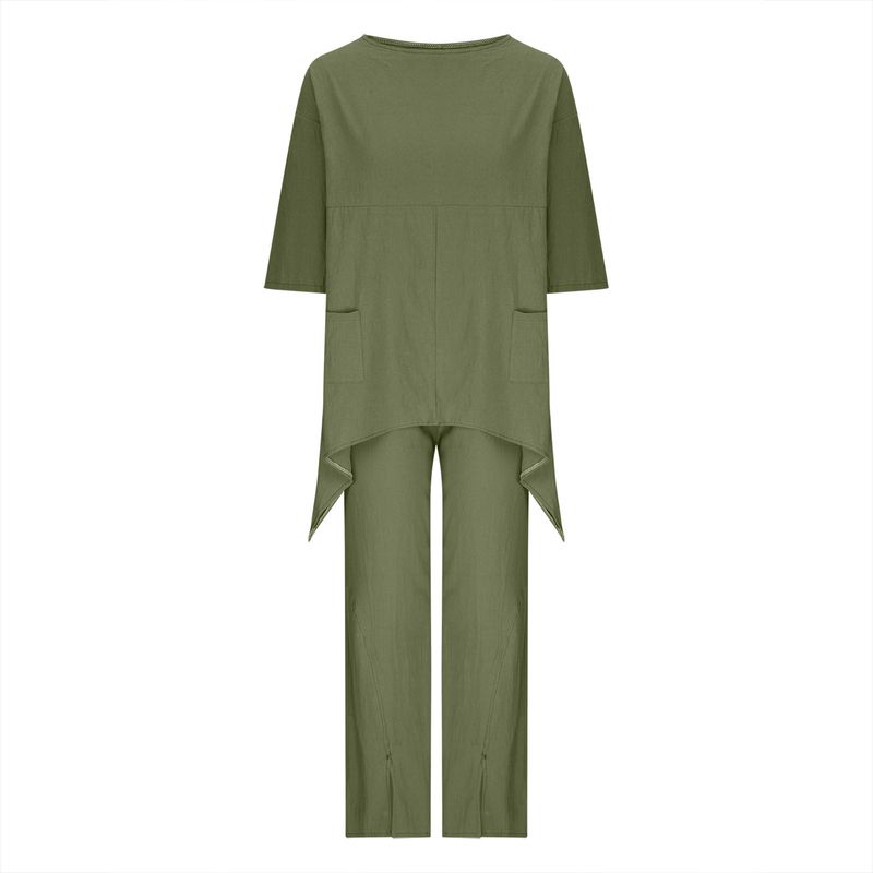 Women's Spring and Autumn new long-sleeved round neck large size fashion loose two-piece suits for women_voghion.com