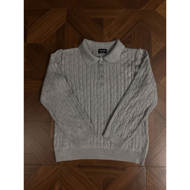 Men's Cable Knit Polo Sweater - Vintage Ivy League Style Pullover For Fall (Black, Grey, Beige) - Preppy Retro Crewneck_voghion.com
