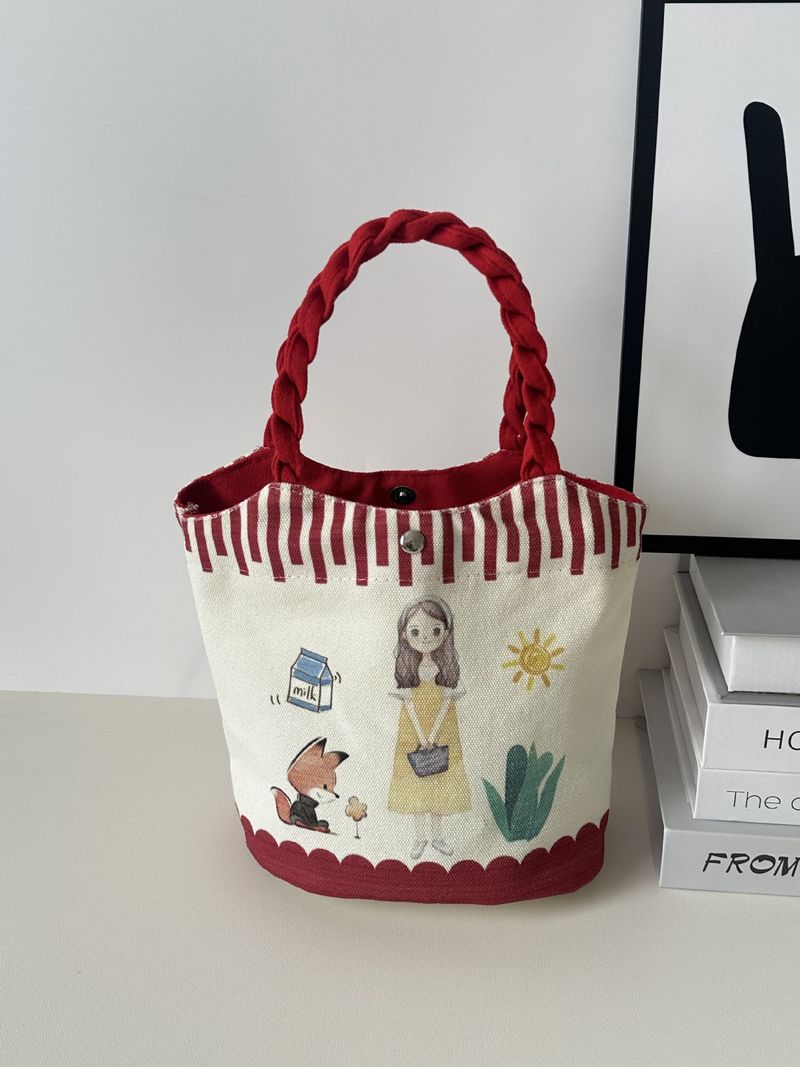Cestino per verdure a forma di cartone animato per donna, borsa da viaggio Ins, borsa portaoggetti portatile per bambini, borsa per bento lunch box_voghion.com