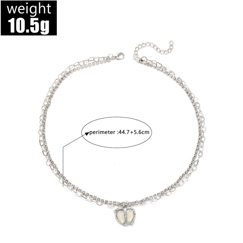 Fashionable and personalized, heart shattering diamond double layered necklace accessories_voghion.com