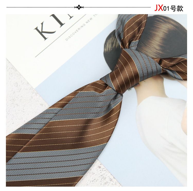 Cravatta da uomo italiana a righe in stile coreano, da 8 cm, annodata a mano, per matrimonio, formale, leggera, di lusso, di alta qualità, con motivo floreale_voghion.com