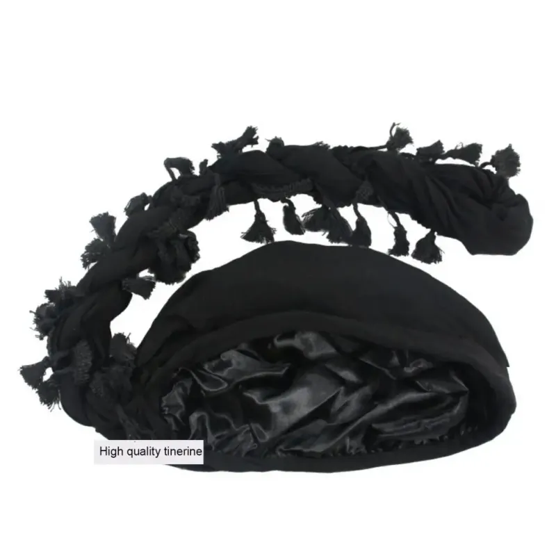 Hot Sale 2024 Férfi Punk Burr szegély csavart farok rojt pamut bandana komló turbán kalapok Fejvédő sapka egyszínű Docker sapka_voghion.com