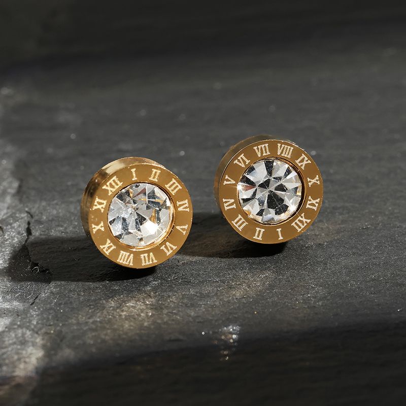 Zircon Roman Numerals Earrings With Diamonds New Temperament Earrings Versatile High End Jewelry Female Earrings_voghion.com