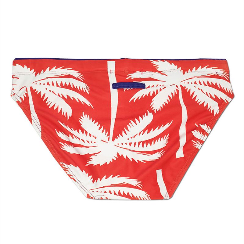 UXH Men's Swim Trunks With Cup Fashion Coconut Tree Print Beach Vacation Style Sexy Triangle_voghion.com