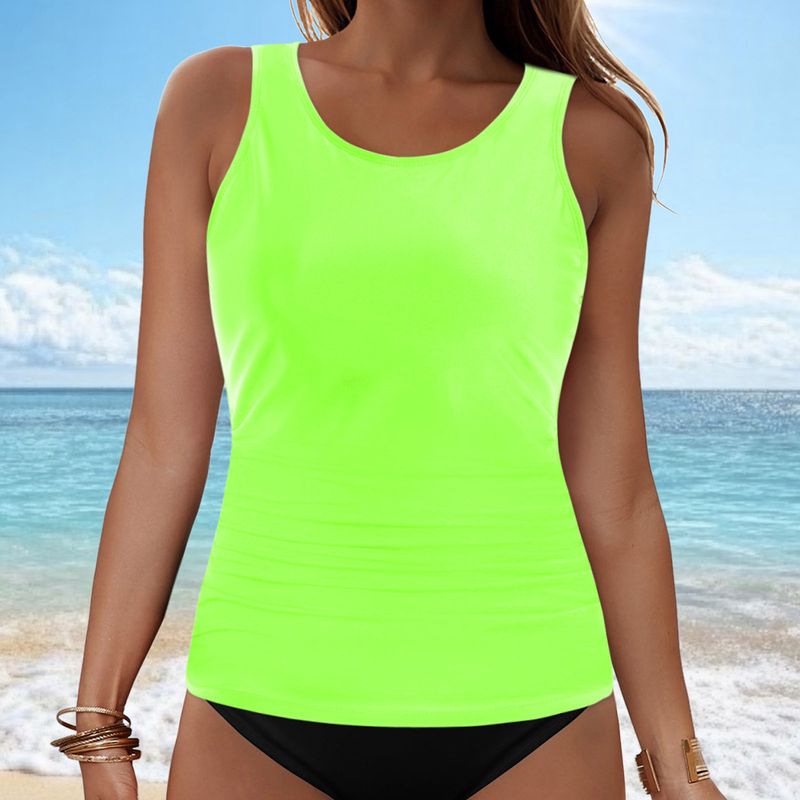 Women's Clothing Solid Color Split Swimsuit Solid Color Sexy Bikini Beach Hot Spring Swimsuit Single Top_voghion.com