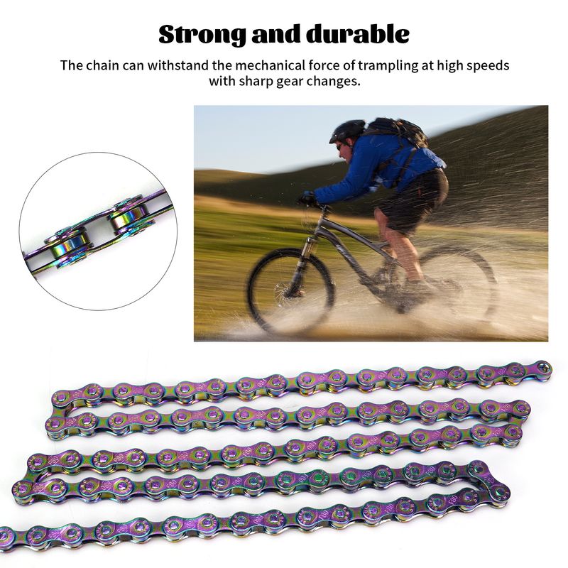 Chaîne de vélo de route et de montagne universelle de qualité 6, 7, 8, couleur arc-en-ciel, vitesse variable et éblouissante_voghion.com
