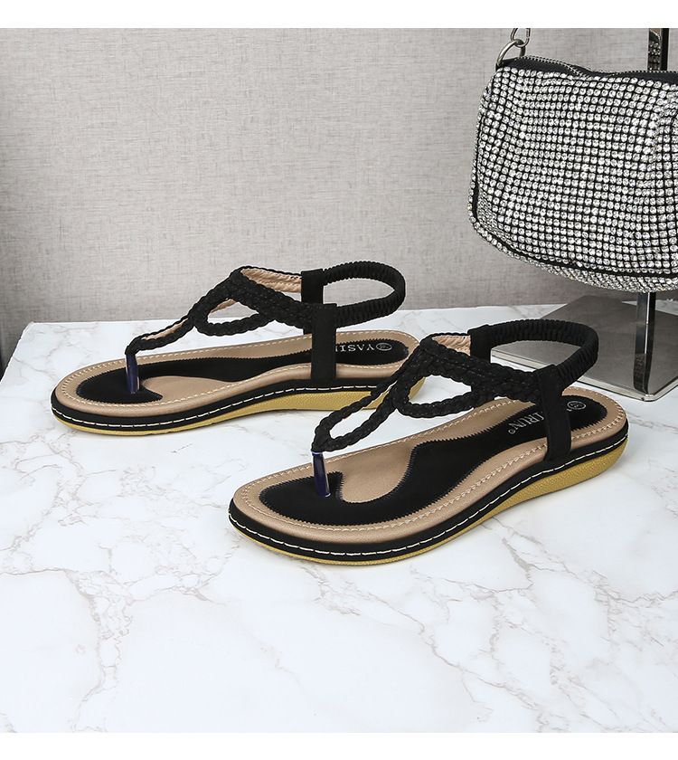 New Patchwork Sandals Women's Simple Light Casual Style Flat Large Size Flip-toe Sandals_voghion.com