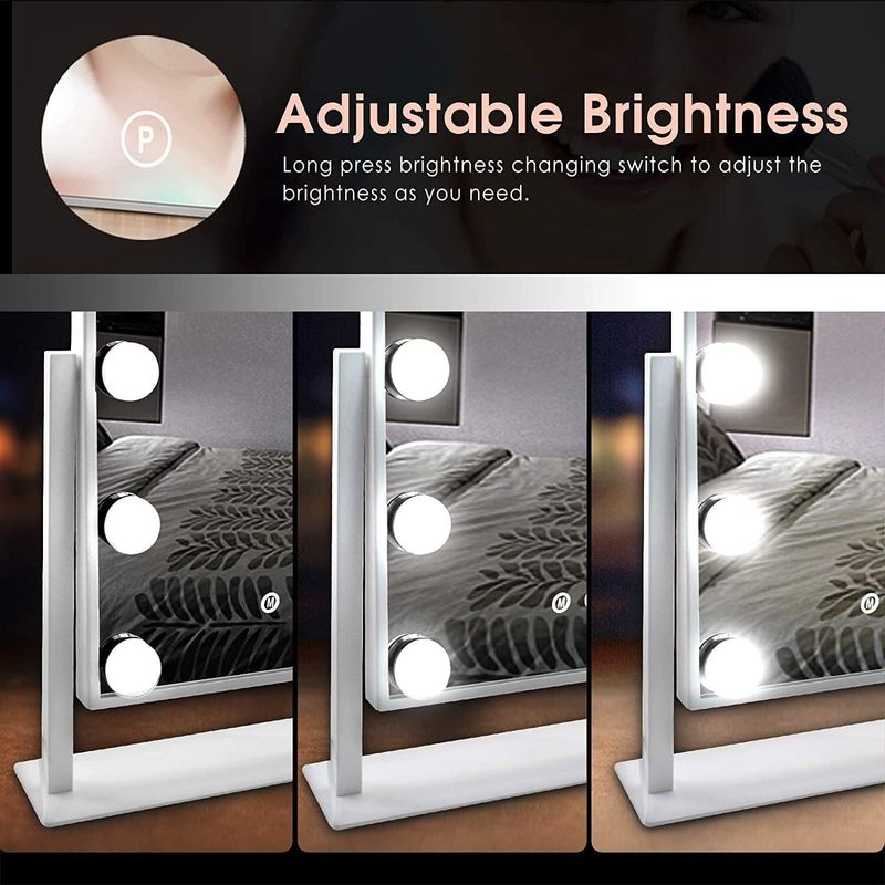 TUREWELL Hollywood Makeup Mirror 48x37cmColor LED Bulbs Touch Control 360 Degree_voghion.com