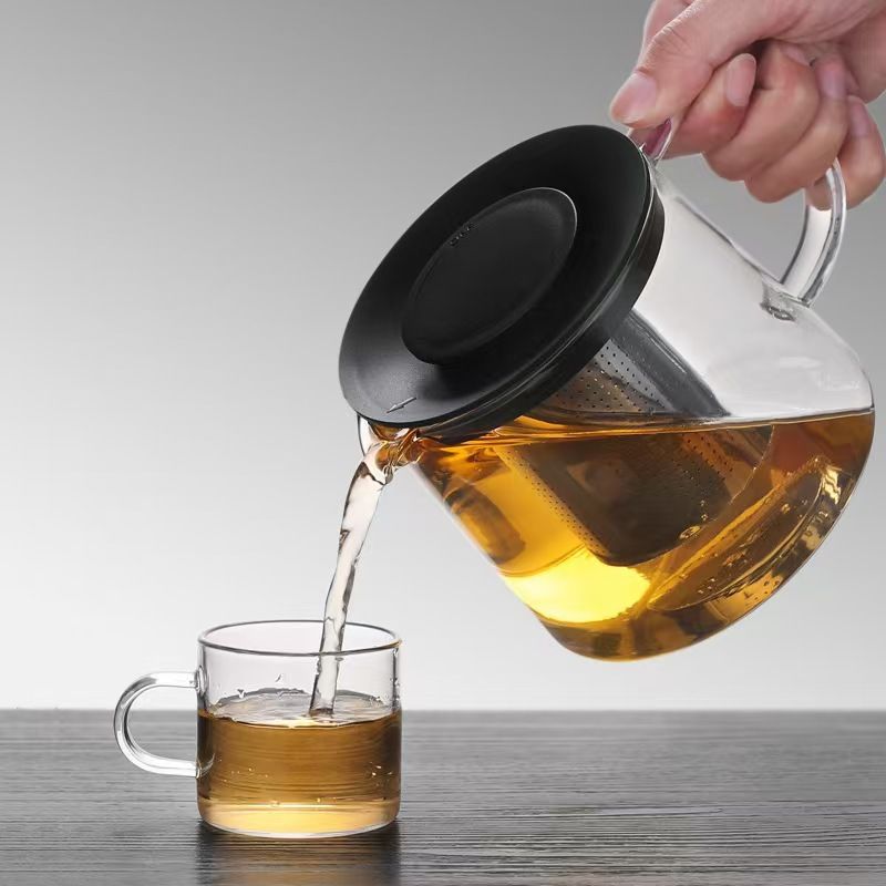 Service à thé en verre avec filtre en acier inoxydable – 600 ml/1 000 ml/1 500 ml, borosilicate résistant à la chaleur, style minimaliste moderne – Idéal pour le thé, le café et les cadeaux_voghion.com
