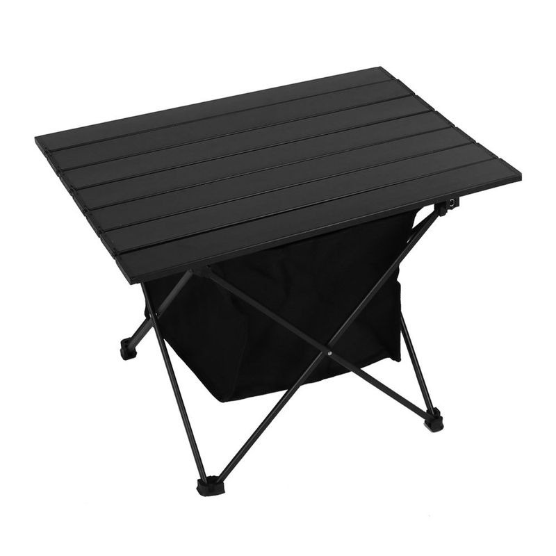 Foldable Camping Table With Storage Basket Rustproof Portable Aluminum Alloy Roll-Up Camping Table_voghion.com