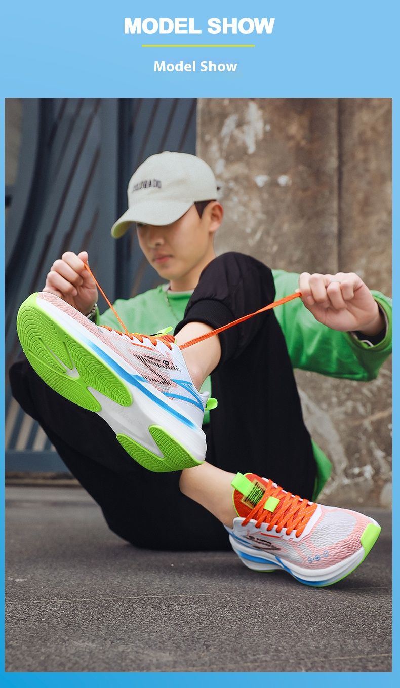 New High Elastic Sports Shoes Men Net Surface Breathable Young Middle School Students Ultra-light Shock Absorption Running Shoes_voghion.com