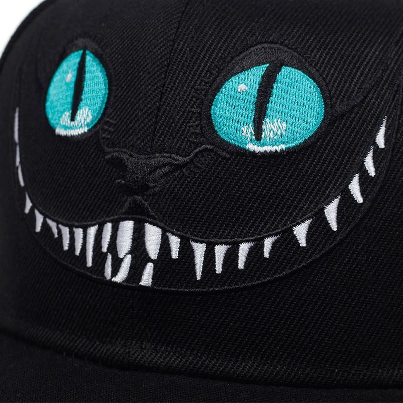 Cheshire Cat Svart Hip Hop Jay Chou Samma stil Anka Tunga Man och Kvinna Gata Platt brätte Hatt Mode_voghion.com