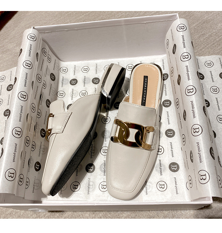 Echtes Leder Baotou Half Slipper 2023 Frühling und Sommer draußen tragen Sandalen und Hausschuhe quadratische Zehen faule halbe Slipper All-Match-Müller-Schuhe_voghion.com
