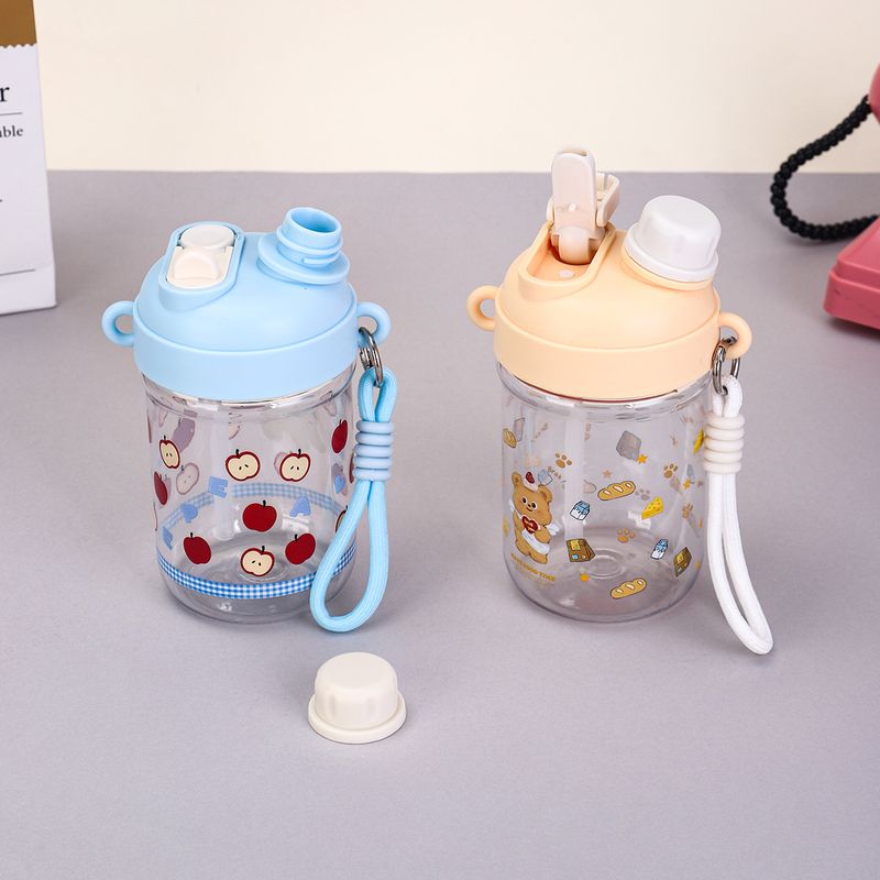 Sommer Neue Kunststoff Niedlich Doppel Trinken Cartoon Bär Stroh Für Männer Und Frauen Studenten Zu Hause Tragbare Strap Wasser Tasse_voghion.com