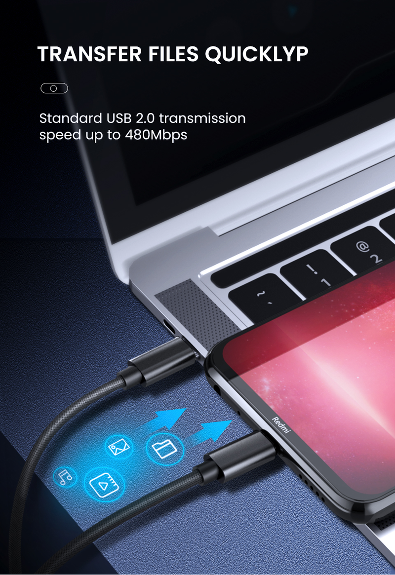 60W Typ PD C till Micro USB QC 3.0 3A snabbladdningsadapterkabel Snabbladdningsdatakabel Q hargeable hargeable_voghion.com
