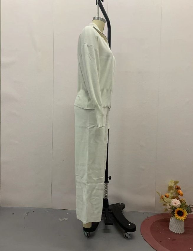 Set due pezzi da donna autunno 2025 con top corto e pantaloni aderenti in maglia tinta unita_voghion.com