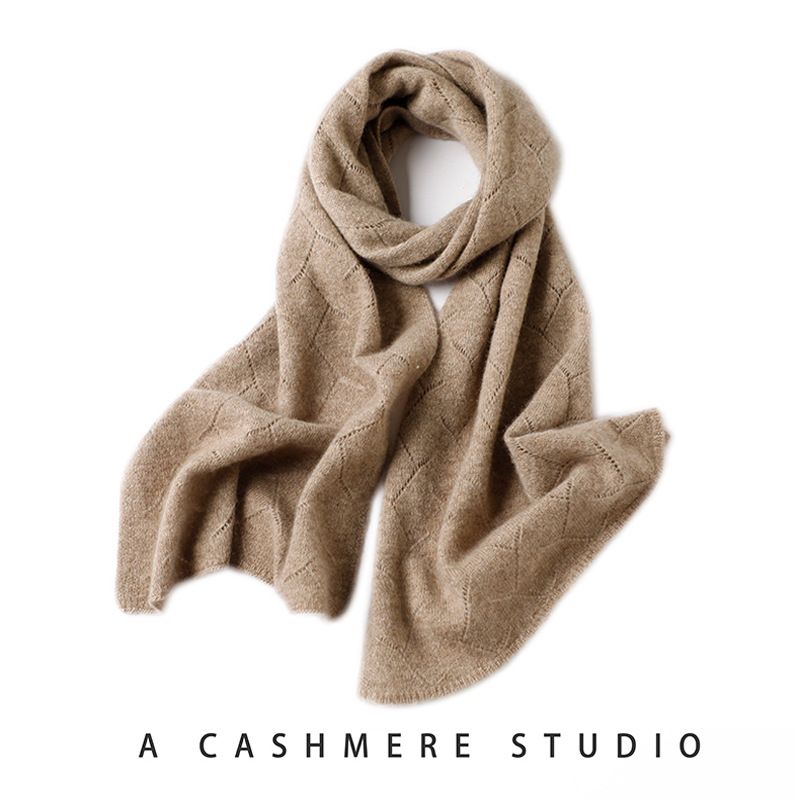 2025 New Cashmere Scarf Women's Short Korean Version Autumn And Winter Warm Neck Protection Knitted Versatile Hollow Scarf_voghion.com