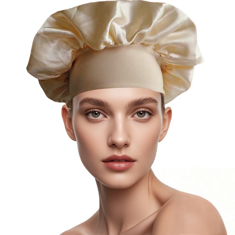 Cross-Border New Women's Wide-Brim High Elasticity European And American Beauty Salon Shower Cap Polyester Hair_voghion.com