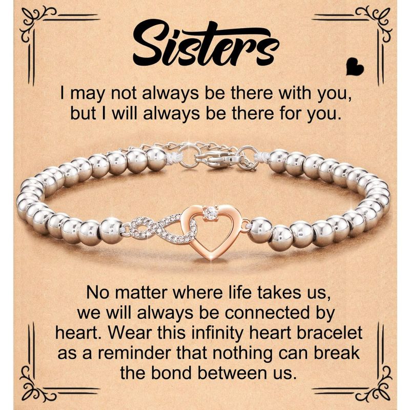 Presentarmband för kvinnor Stålpärlor Oändlig kärlek Justerbar kedjearmband 8-formad diamant Guldkärleksarmband_voghion.com