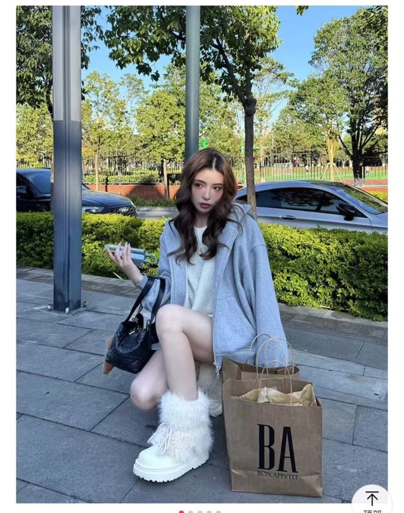 Warme, flauschige, rutschfeste Schneestiefel für Damen – Winter 2024 – Dickes Plüschfutter, dicke Sohle, Baumwollschuhe, Zehensteg, kurze Stiefel_voghion.com