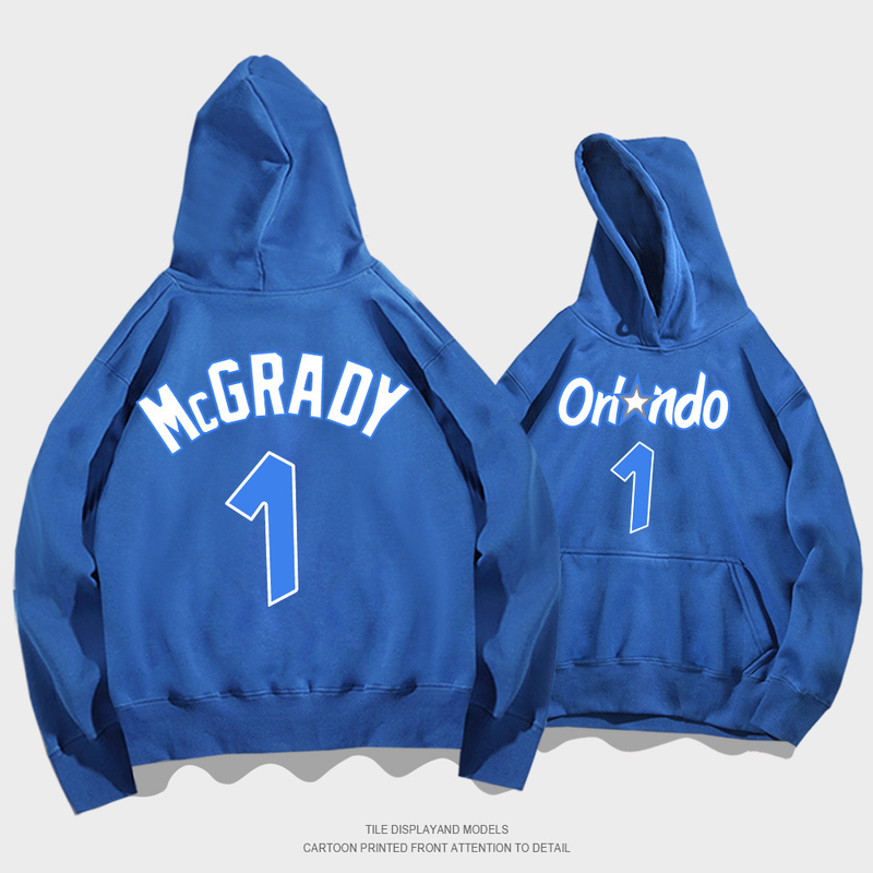 Orlando Mcgrady Nr. 1 Herren Damen Frühling und Herbst Basketball Sport Lockerer lässiger Langarm-Kapuzenmantel_voghion.com