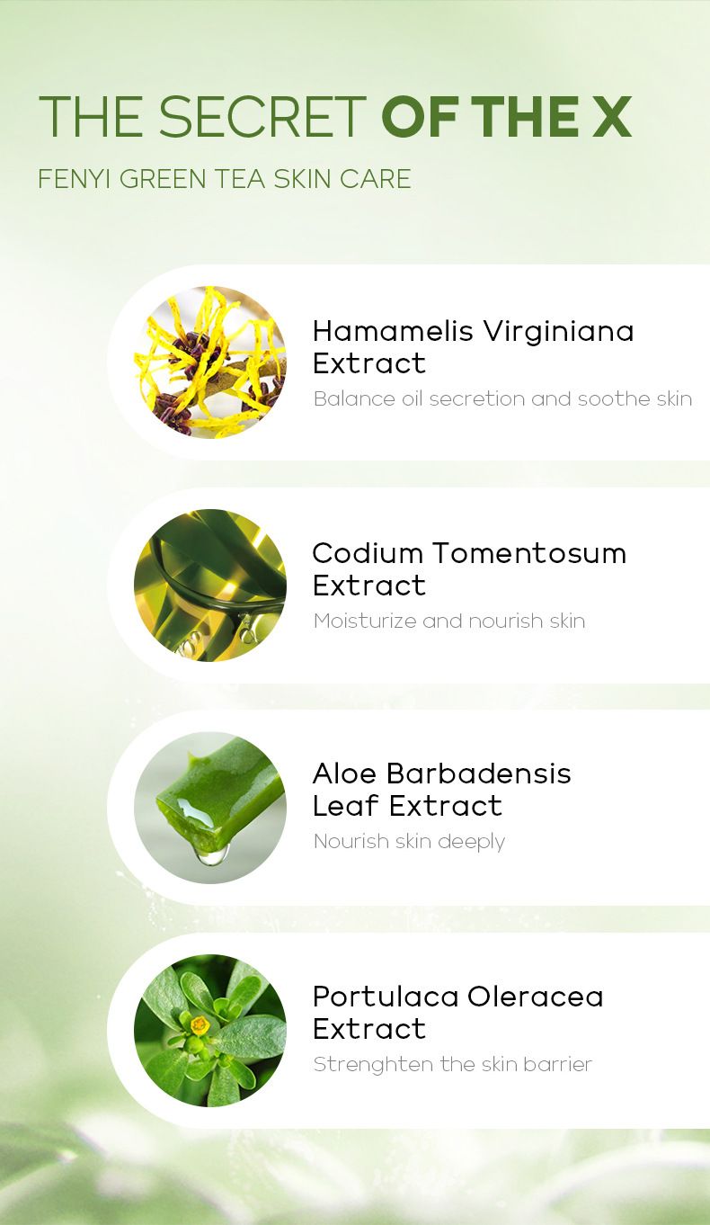 FENYI Grönt te 4 stycken hudvårdsprodukt Resestorlek Prov 1 stycke_voghion.com