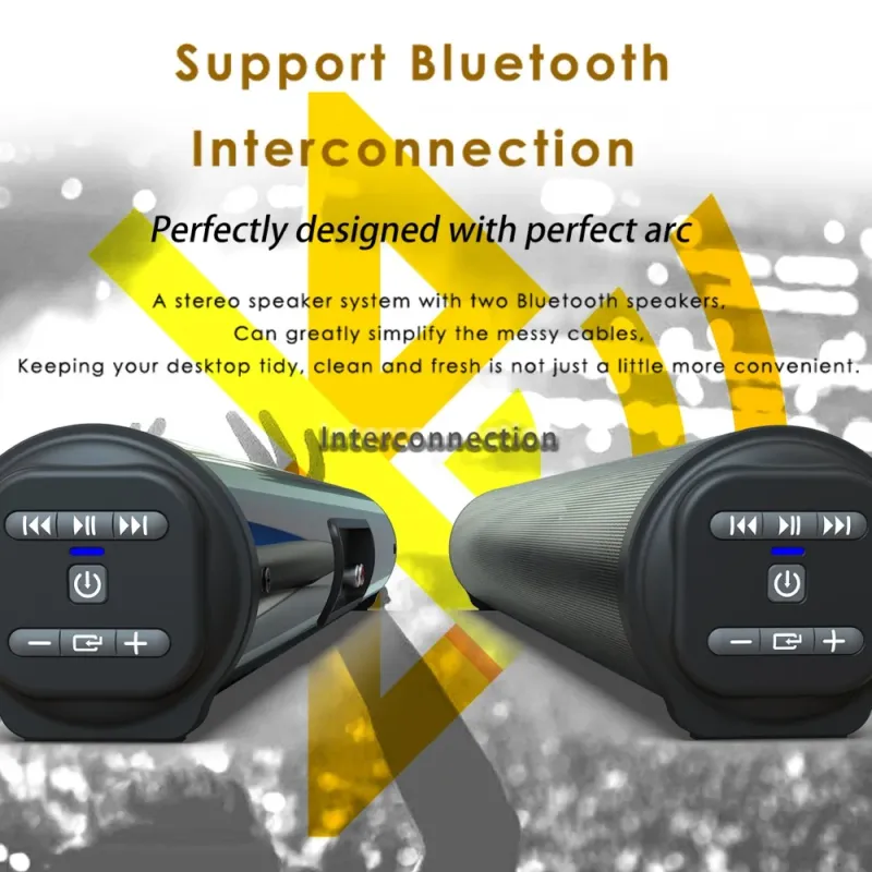 Barra de som portátil sem fio Bluetooth Subwoofer TV Projetor Desktop Casa Ao ar livre Sistema de som estéreo Super Potente Alto-falante_voghion.com