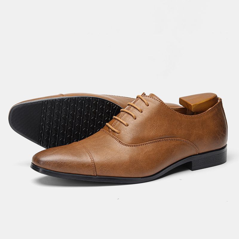 Hochwertige Oxford-Schuhe für Herren mit spitzer Zehenpartie, bequem, klassisch, britisches Leder, poliert, formelle Schuhe_voghion.com