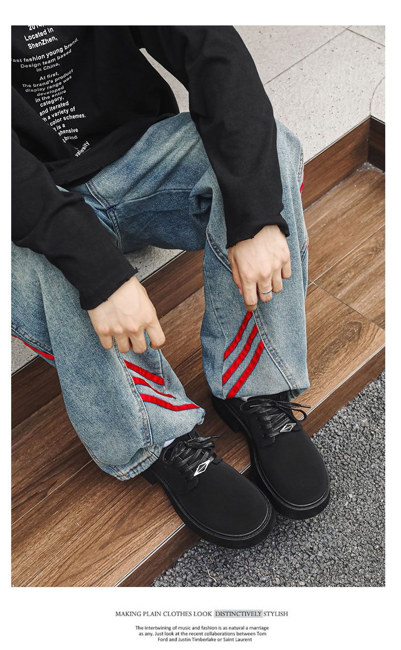 Herbst Herren Casual Niche Dicke Sohle Big Toe Lederschuhe Wildleder Dicke Sohle Herrenschuhe_voghion.com