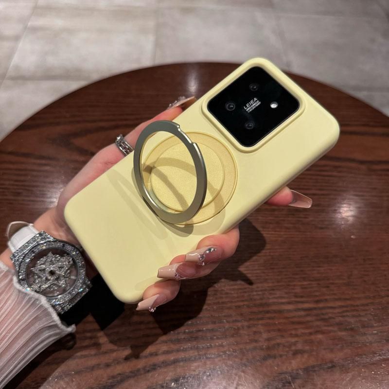 360° Rotating Stand Case For Xiaomi 15/14 Series - Liquid Silicone Shockproof Cover With Magnetic Kickstand, Anti-Fingerprint Matte Finish_voghion.com