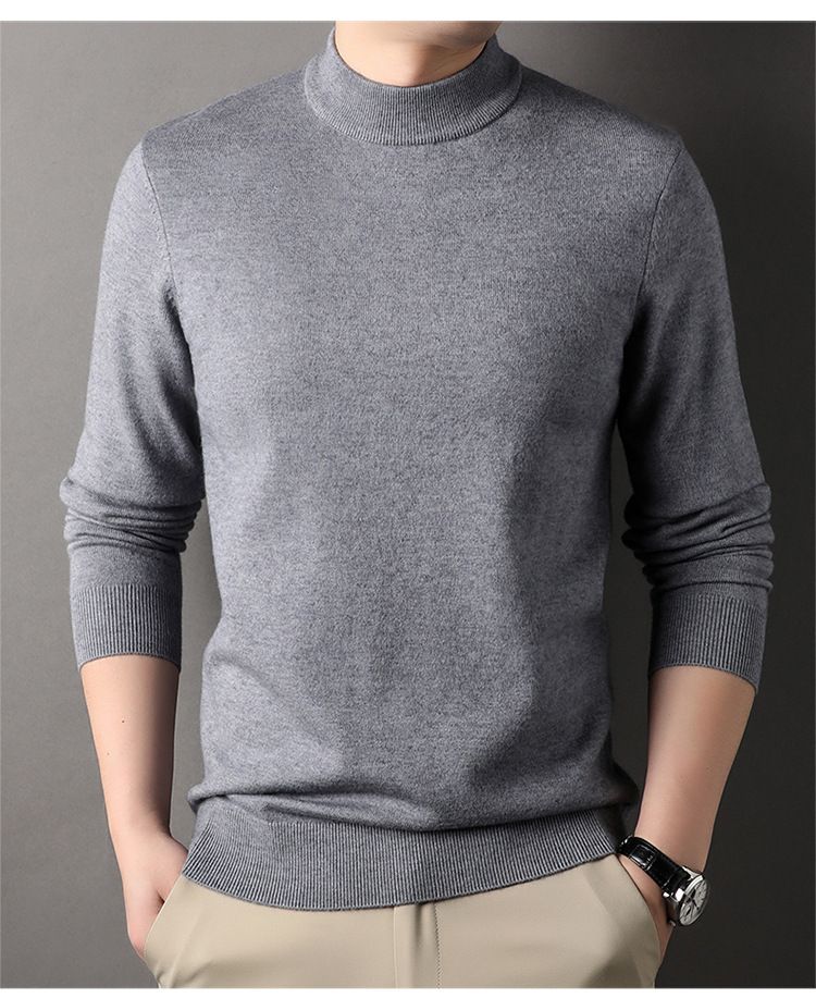 Neuer mehrfarbiger Pullover in sauberer Version mit halbem Rollkragen für Herren, gestrickt, lässiges Basishemd_voghion.com