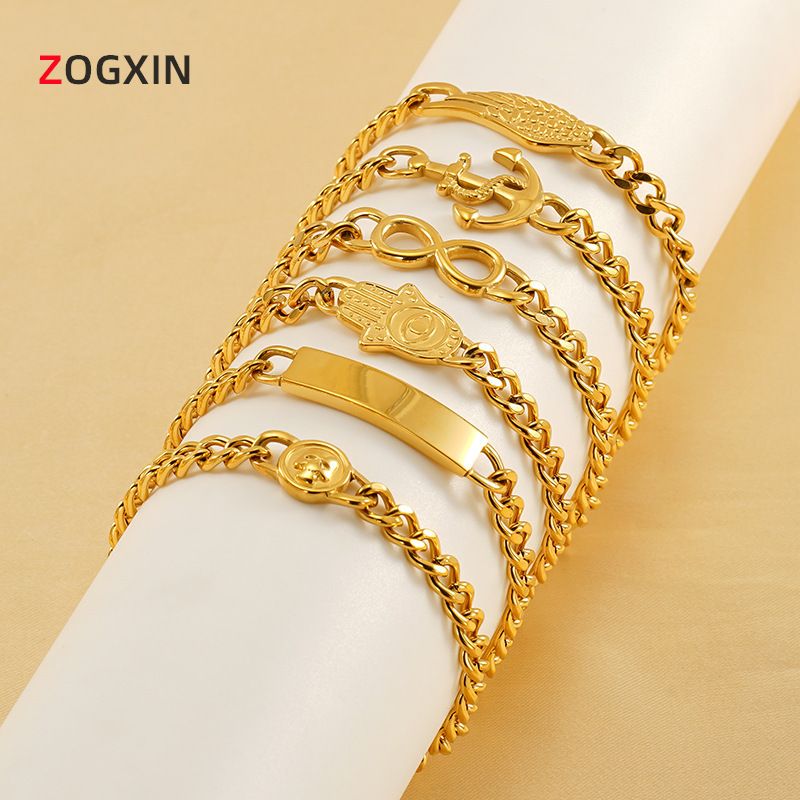 Titanstahlarmband für Männer und Frauen, Nischendesign, Modetrend, kubanischer Kettenankerschmuck_voghion.com