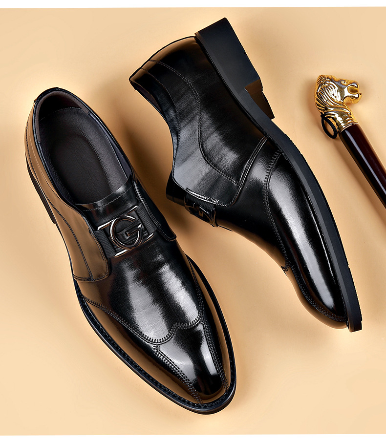 Casual zakelijke herenschoenen met puntige geborduurde leren schoenen_voghion.com