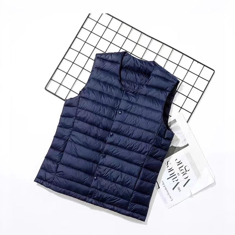 Nuovo gilet in piuma d'anatra bianca autunno e inverno da uomo leggero con scollo a V, gilet termico senza colletto da uomo_voghion.com