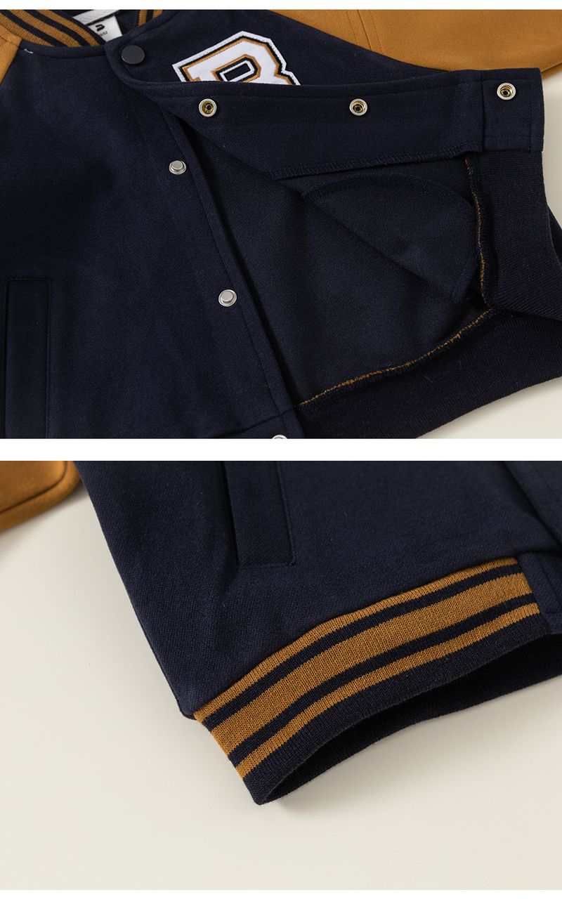 Sportliches Baseballtrikot für Jungen, gepolsterte Schulterärmel, Herbst- und Winterjacke aus dicker Baumwolle_voghion.com