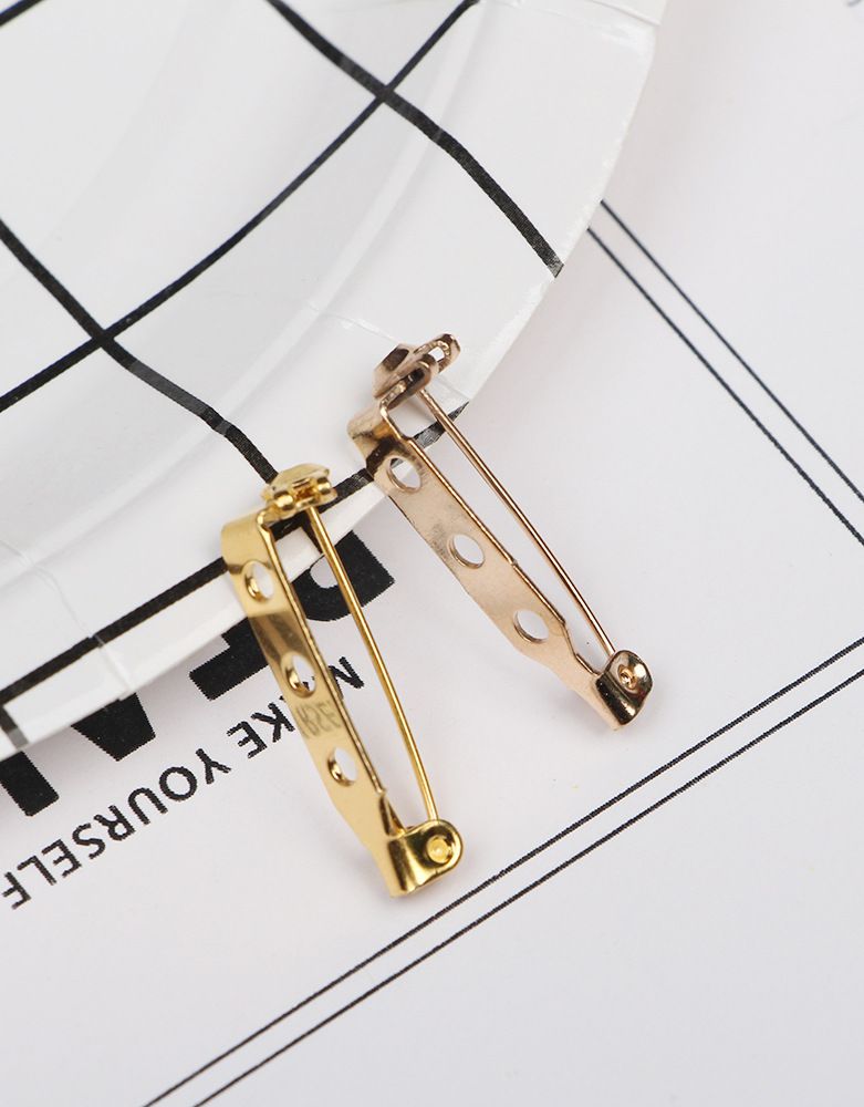 2.5CM-3.8CM Copper Iron Metal Safety Pin With Lock Buckle Brooch_voghion.com