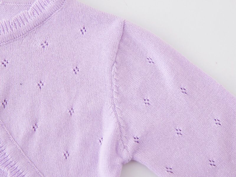 Mädchen-Strickjacke aus Baumwolle mit Spitzenbesatz, leicht, langärmlig, vorne offen, für Frühling und Sommer_voghion.com