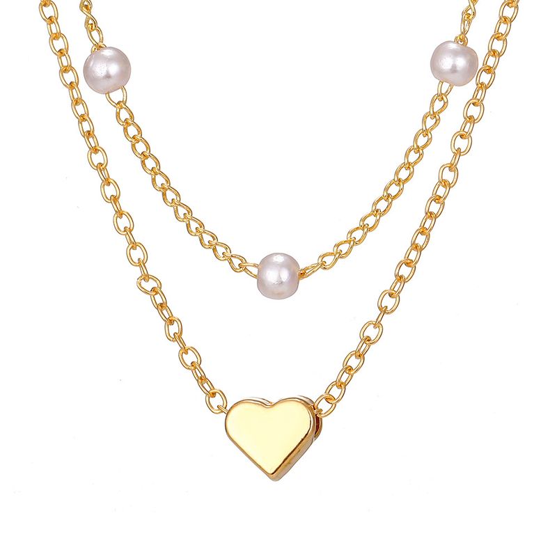 Collier à 3 couches de perles fines en alliage blanc couleur K_voghion.com