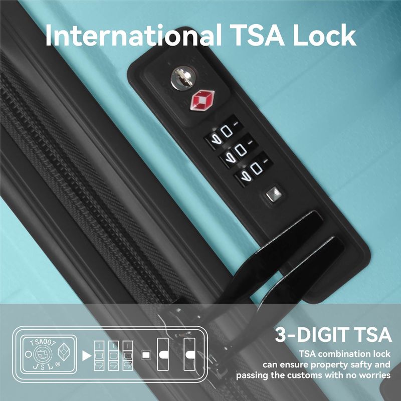 3-Piece Luggage Sets (20", 24", 28"), Suitcase With Wheels, Hardside Suitcase With Four Spinner Wheels And Scratch-Resistant Surface, SkyBlue_voghion.com