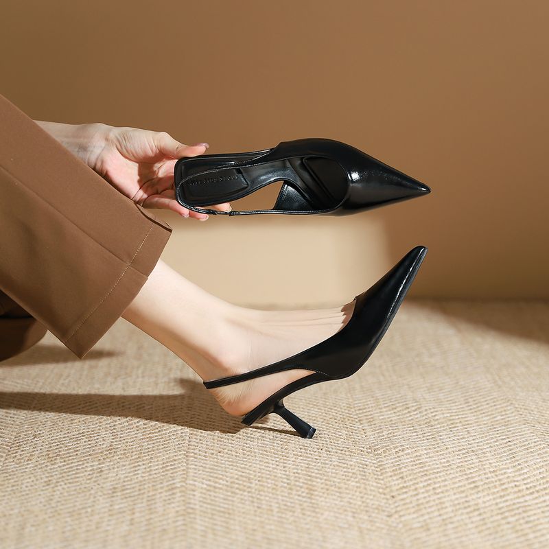 Mt-2 Einfache High Heels Dünne Ferse Neue Französisch Stil Elegante Spitz Flachen Mund Backless Einzelne Schuhe Frauen_voghion.com