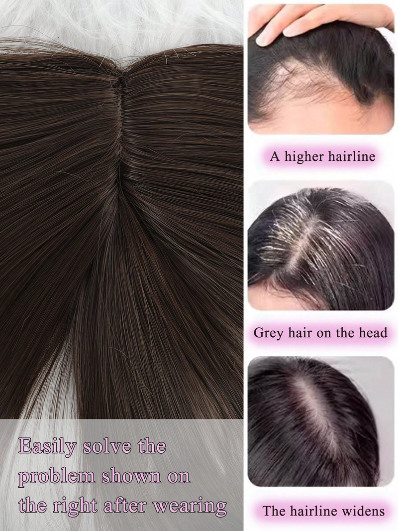 Braune synthetische 3DAir-Haar-Clip-In-S-Verlängerung, gefälschte Fransen, natürlicher falscher Topper-Haarteil, unsichtbare Clourse_voghion.com
