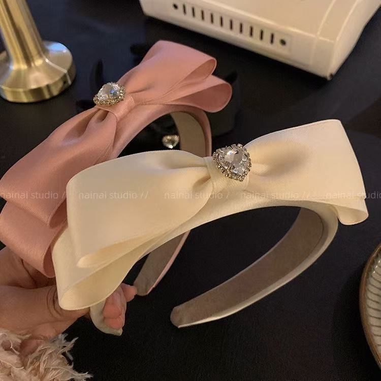 Cravatta a farfalla con strass da donna, stile francese, accessori per capelli coreani Dongdaemun, nuovi, dolci e versatili_voghion.com