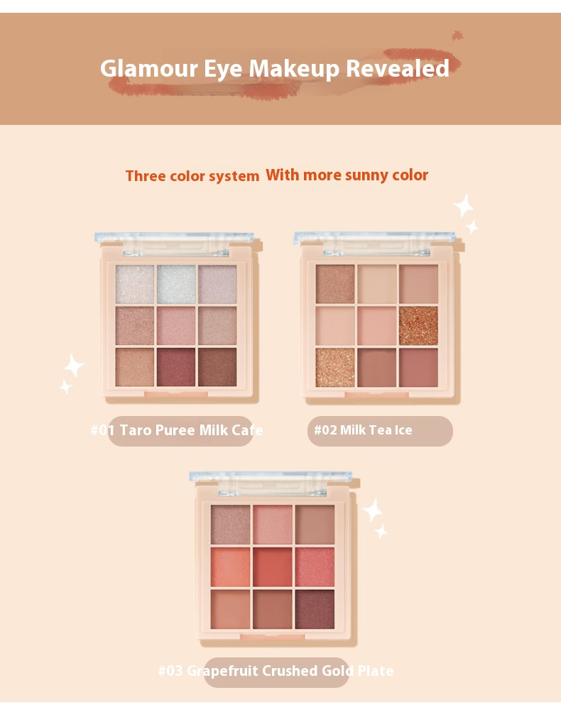 High Quality Transparent Mashed Potato Eye Shadow Plate Earth Color Matte Nine Color Sequins Eye Shadow_voghion.com
