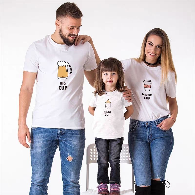 Roupas de verão para pais e filhos, família de três, macacão para bebê, camiseta de manga curta_voghion.com