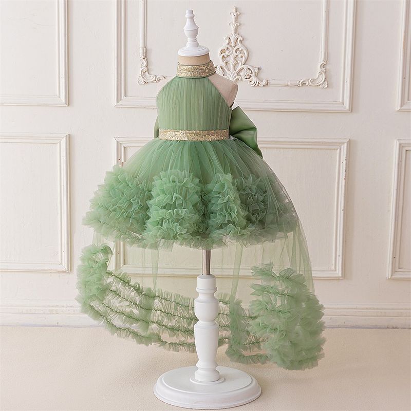 Boho prinsessenjurk (70-110 cm/6M-3J) | Bohemian halterjurk met vloeiende sleep voor verjaardagen en optredens_voghion.com