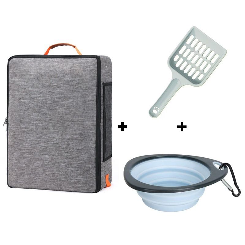 Borsa portaoggetti per lettiera in tessuto pieghevole impermeabile da viaggio per gatti_voghion.com
