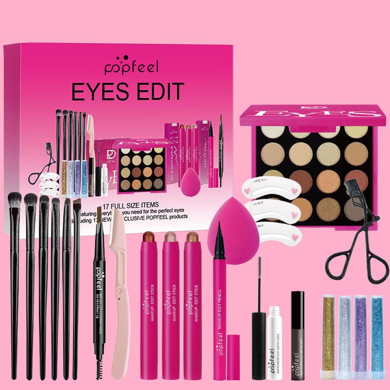 Make-up-Sets Exklusives POPFEEL Make-up-Set Lidschatten Augenbrauenstift Highlight Glitzerpuder Kombinationsset Erdfarbe POP007_voghion.com