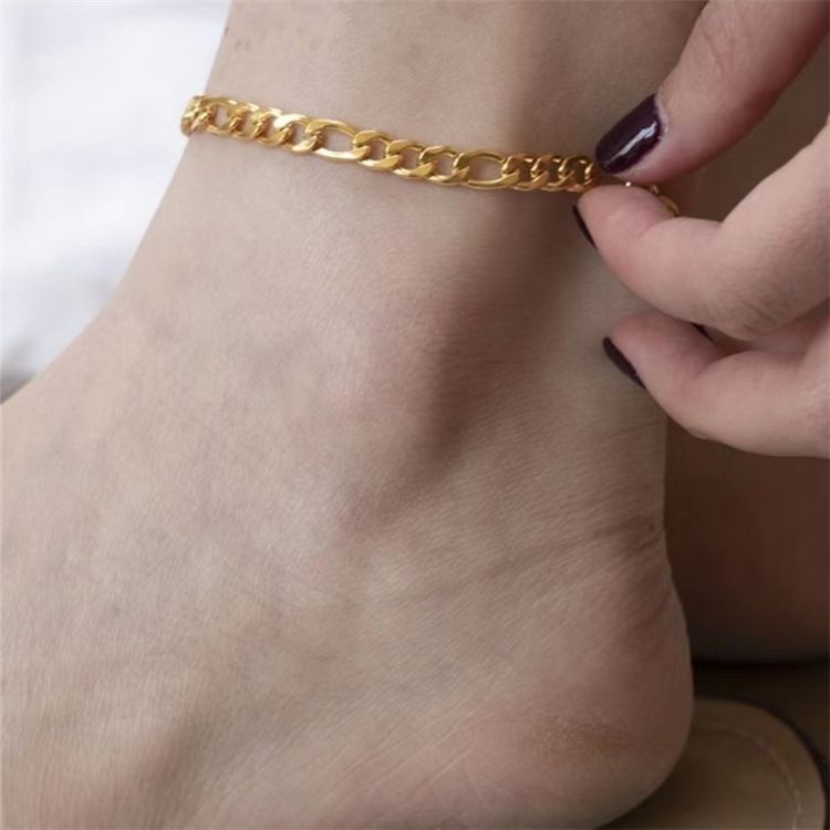 Accessoires Mode Einfache Vielseitige Metallkette Damen Fußkettchen Single Layer Fußschmuck Männer_voghion.com